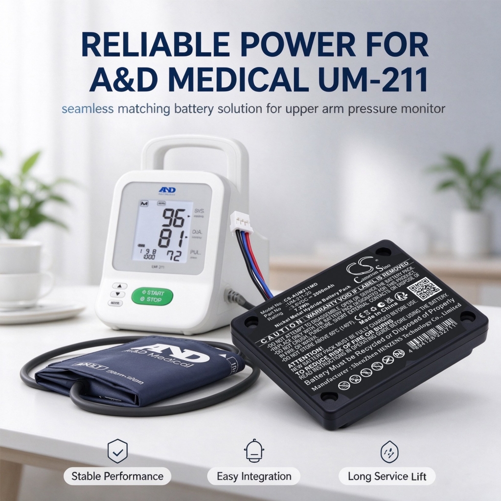Akkumulátorok kompatibilis a következőkkel A&D Medical UM-211 Upper Arm Pressure Monitor CS-AUM211MD