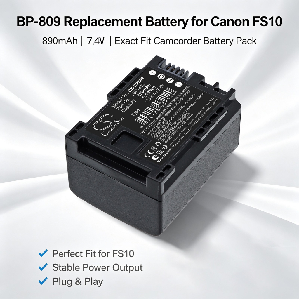 Akkumulátorok kompatibilis a következőkkel Canon VIXIA HF G10 HF G20 HF G30 CS-BP809