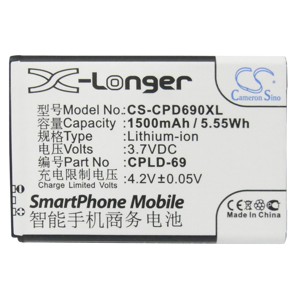 Akkumulátor kompatibilis a következőkkel Coolpad CS-CPD690XL