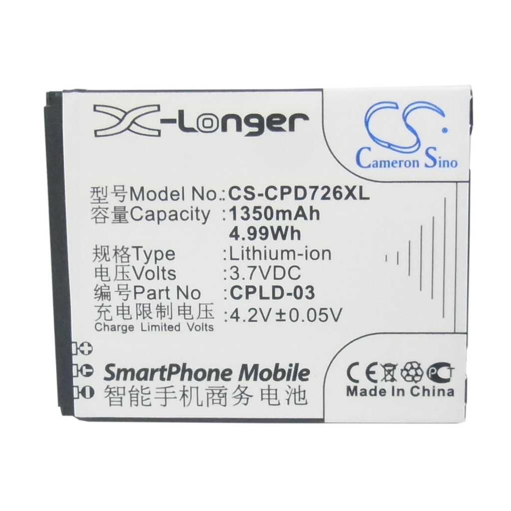 CS-CPD726XL X-Longer front label Li-ion 3.7V 1350mAh smartphone battery