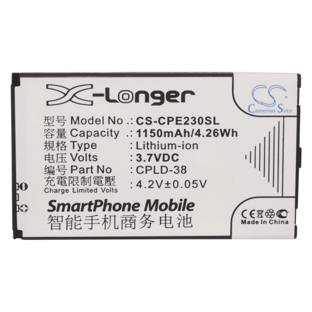 Kompatibilis akkumulátor csere Coolpad CPLD-38