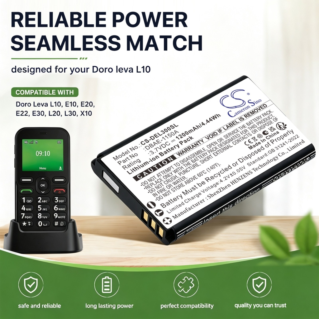Batteries compatible with Doro Leva E10 E20 E22 CS-DEL300SL