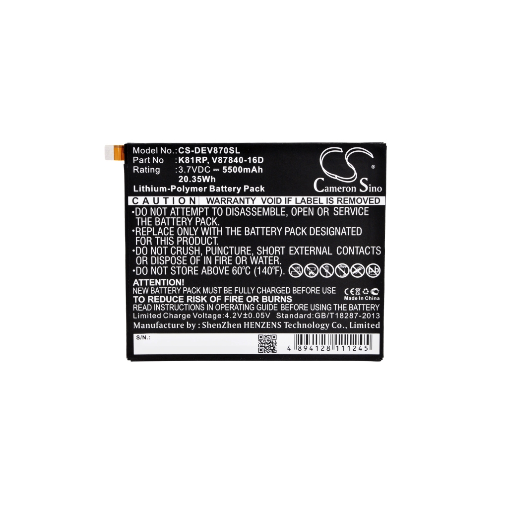 Akkumulátorok tablettákhoz DELL V87840-16D (CS-DEV870SL)