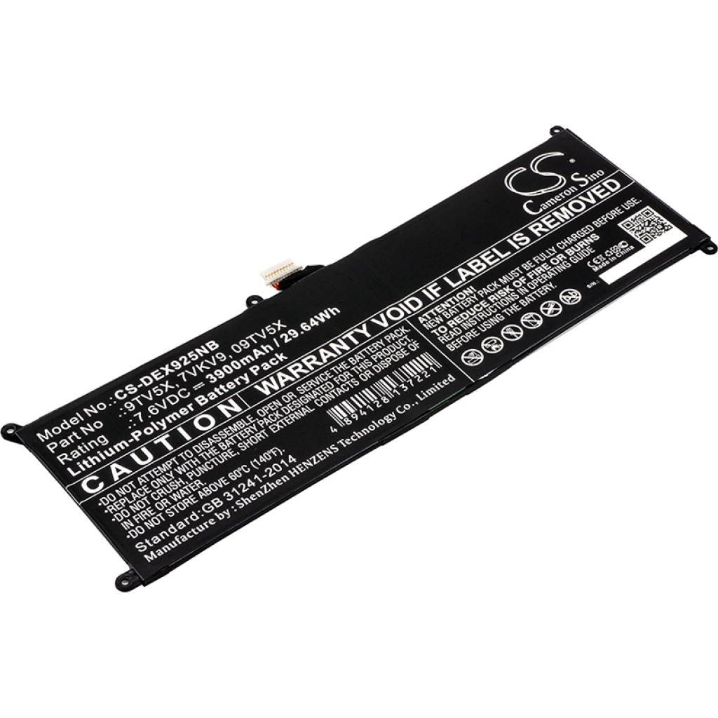 Compatible battery replacement for DELL 07VKV9,09TV5X,0V55D0,7VKV9,9TV5X...
