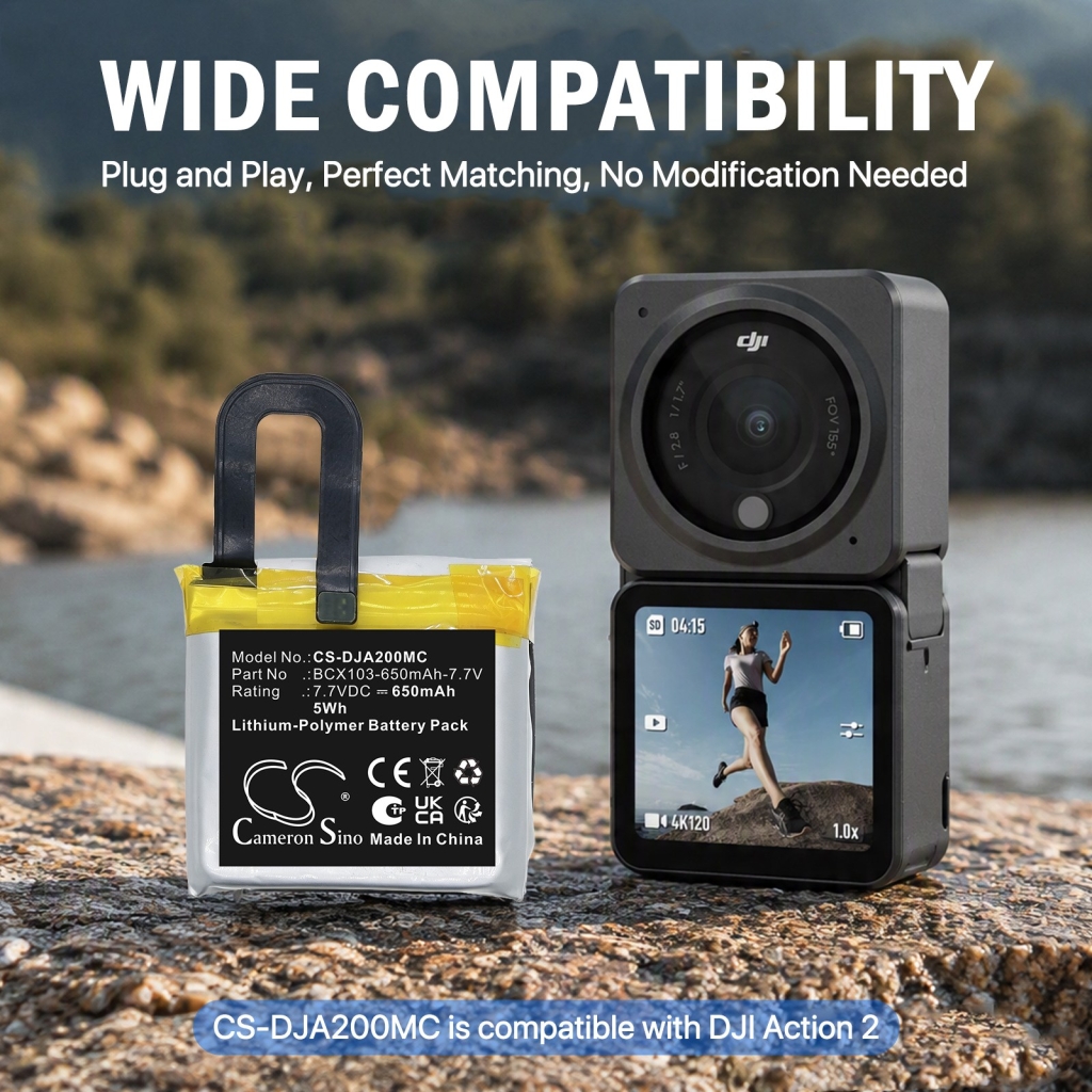 Batteries compatible with DJI Action 2 CS-DJA200MC