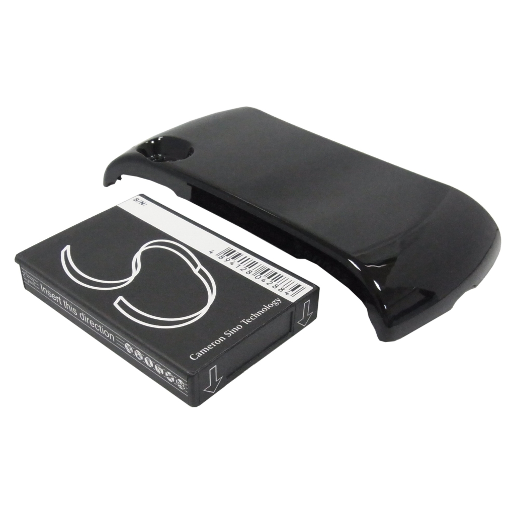 Side view showing contacts on CS-ER800BL battery and back cover