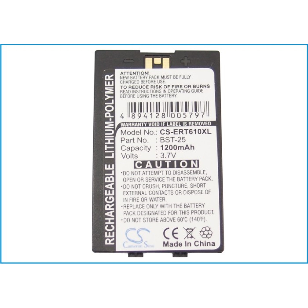 Akkumulátor kompatibilis a következőkkel Sony Ericsson CS-ERT610XL