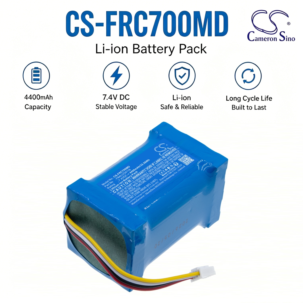 Cameron Sino CS-FRC700MD 7,4V 4400mAh Li-ion akkumulátorcsomag vezetékes csatlakozóval orvosi készülékhez