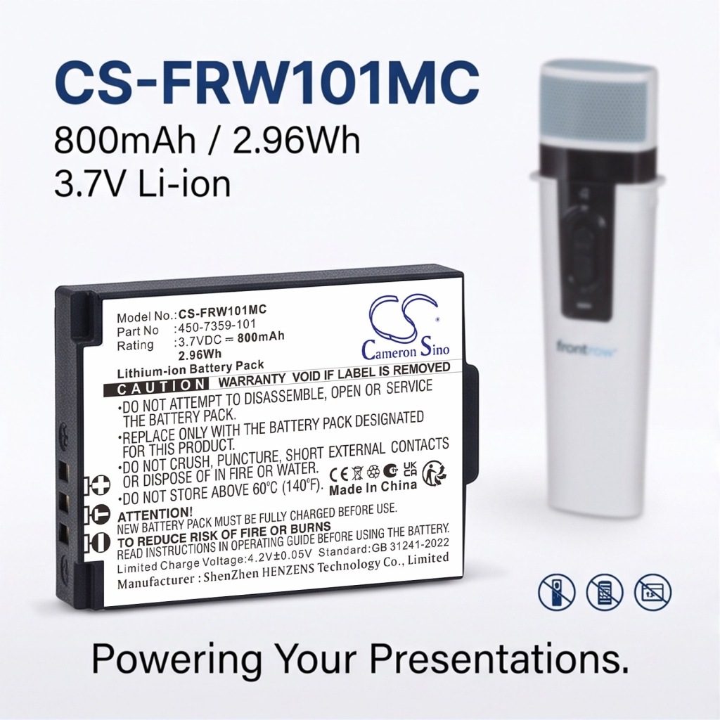 Batteries compatible with FrontRow Juno ISM-01 ISM-01 Pass-Around Microphone ITM-01 Pendant Microphone CS-FRW101MC