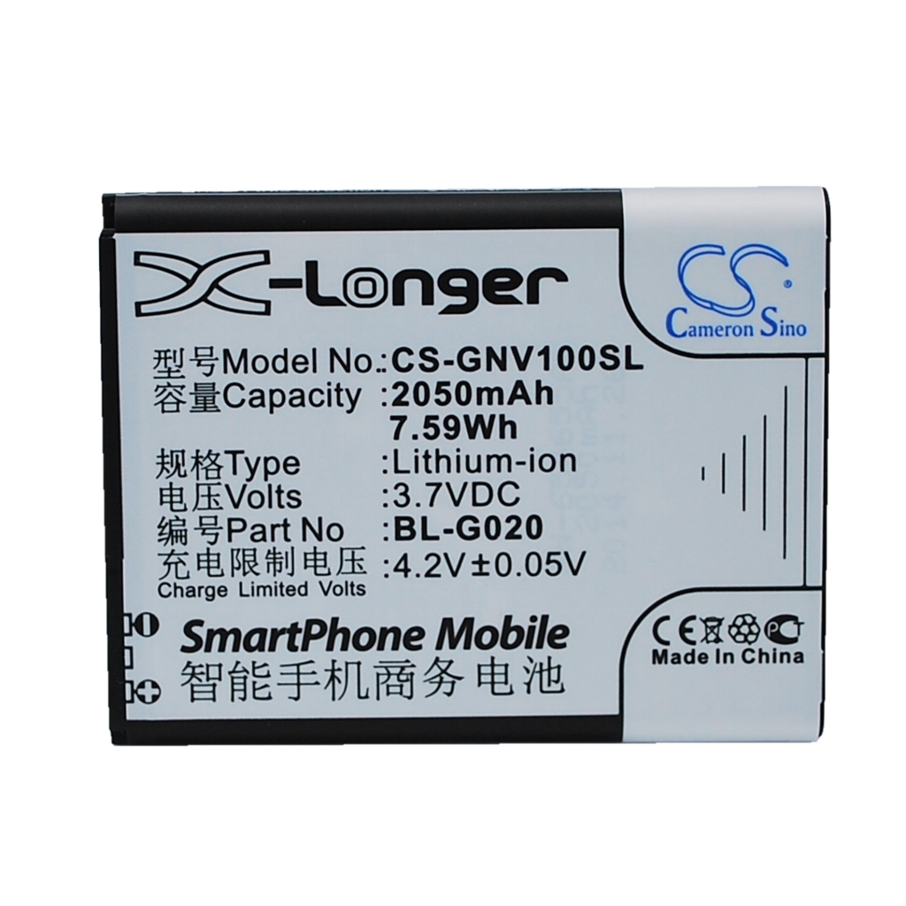 Cameron Sino X-Longer CS-GNV100SL lapos elülső címkenézet: 2050mAh 7,59Wh 3,7V Li-ion