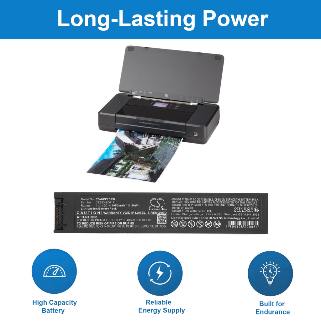 Laptop akkumulátorok HP OfficeJet 202C Mobile Printer (CS-HPF250SL)