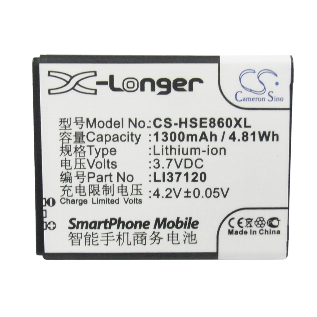 Cameron Sino X-Longer CS-HSE860XL egyenes elülső címkenézet: 3,7V 1300mAh