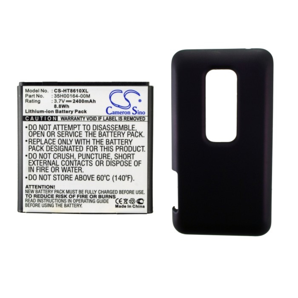 Cameron Sino CS-HT8610XL Li-ion akkumulátor HTC EVO 3D készülékhez gumis hátlappal: 2400mAh