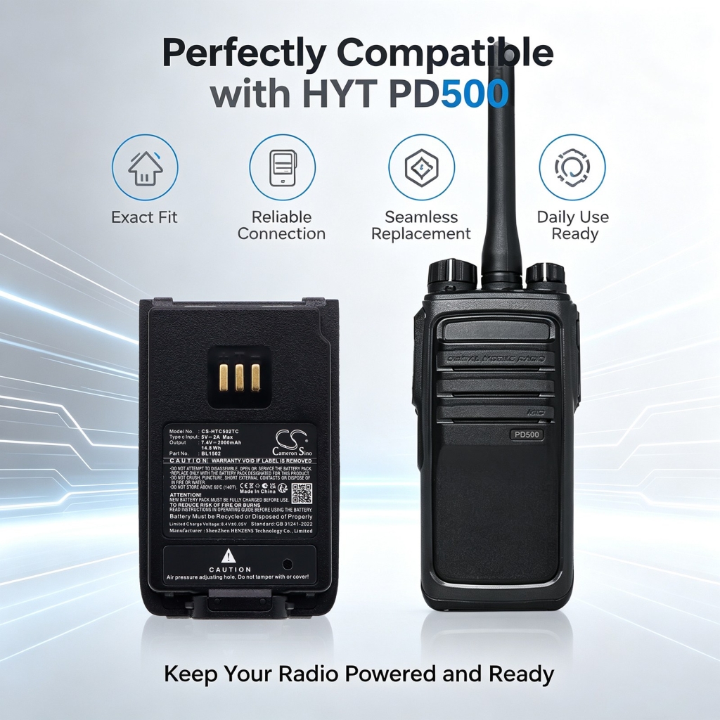 Akkumulátorok kompatibilis a következőkkel Hytera DP505 DP505 CS-HTC502TC