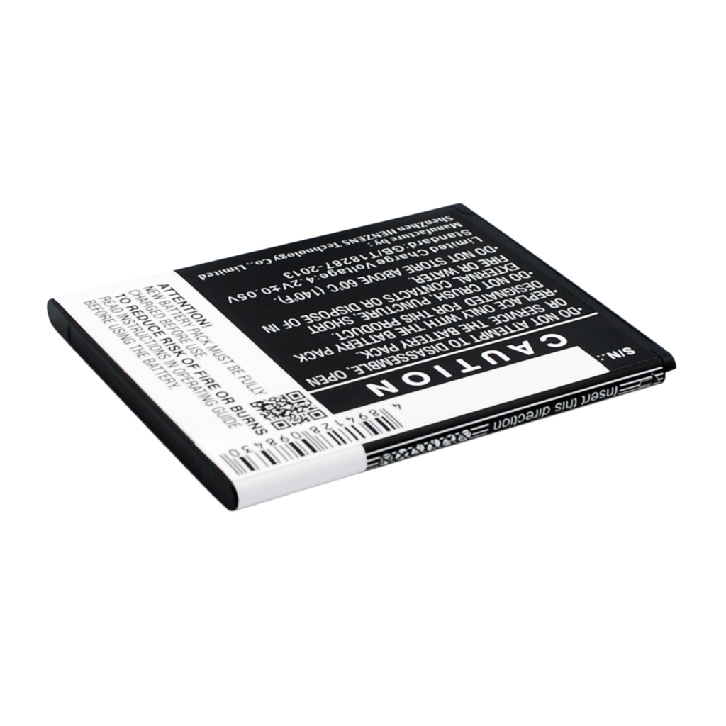 Side caution label: thin profile, caution, 4.2V charge voltage, Henzens mfr
