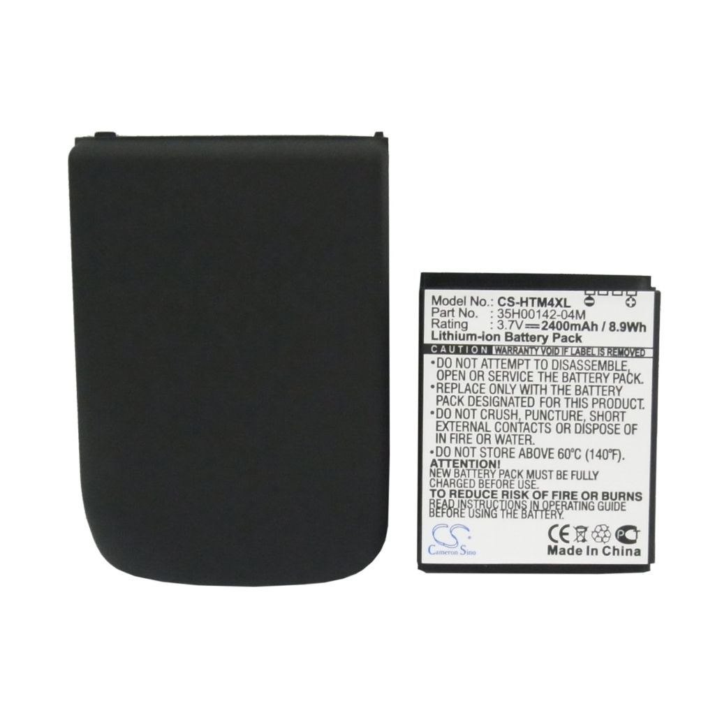 Cameron Sino CS-HTM4XL akkumulátor specifikációs címke lapos fekete meghosszabbított hátlappal: 3,7V 2400mAh Li-ion