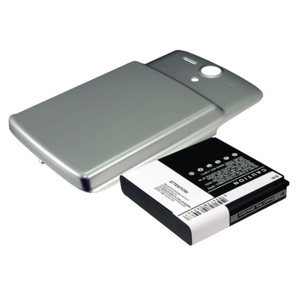 Silver back cover and CS-HU8815XL battery, caution label and contacts visible