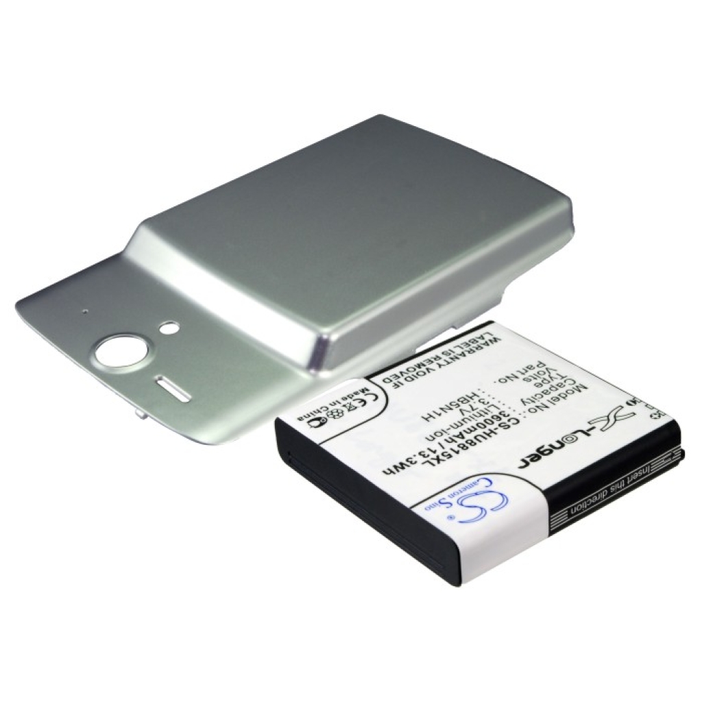 CS-HU8815XL battery and silver back cover, caution side with SN label