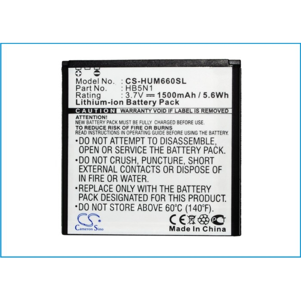 Kompatibilis akkumulátor csere Huawei BCC1023,HB5N1,HB5N1H