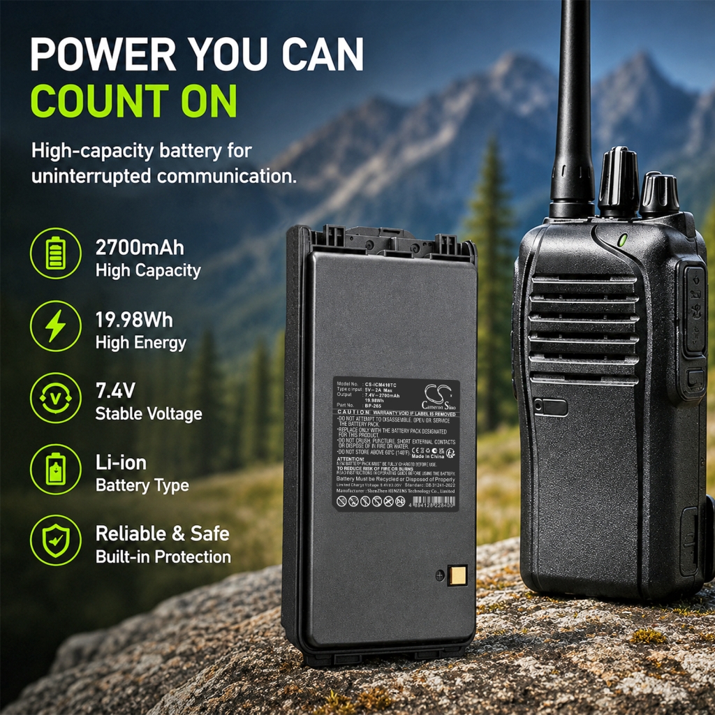 Akkumulátor kompatibilis a következőkkel Icom CS-ICM410TC