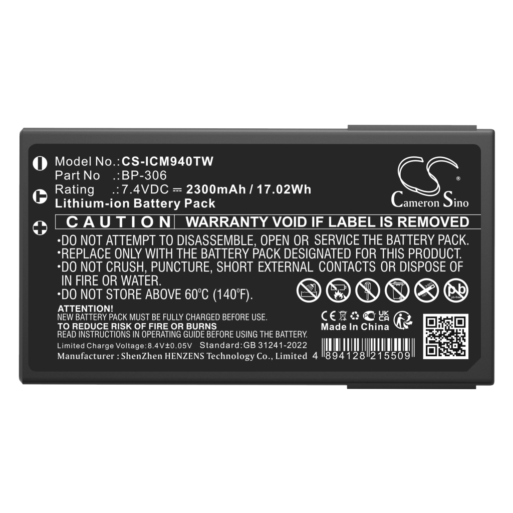 Kompatibilis akkumulátor csere Icom BP-306