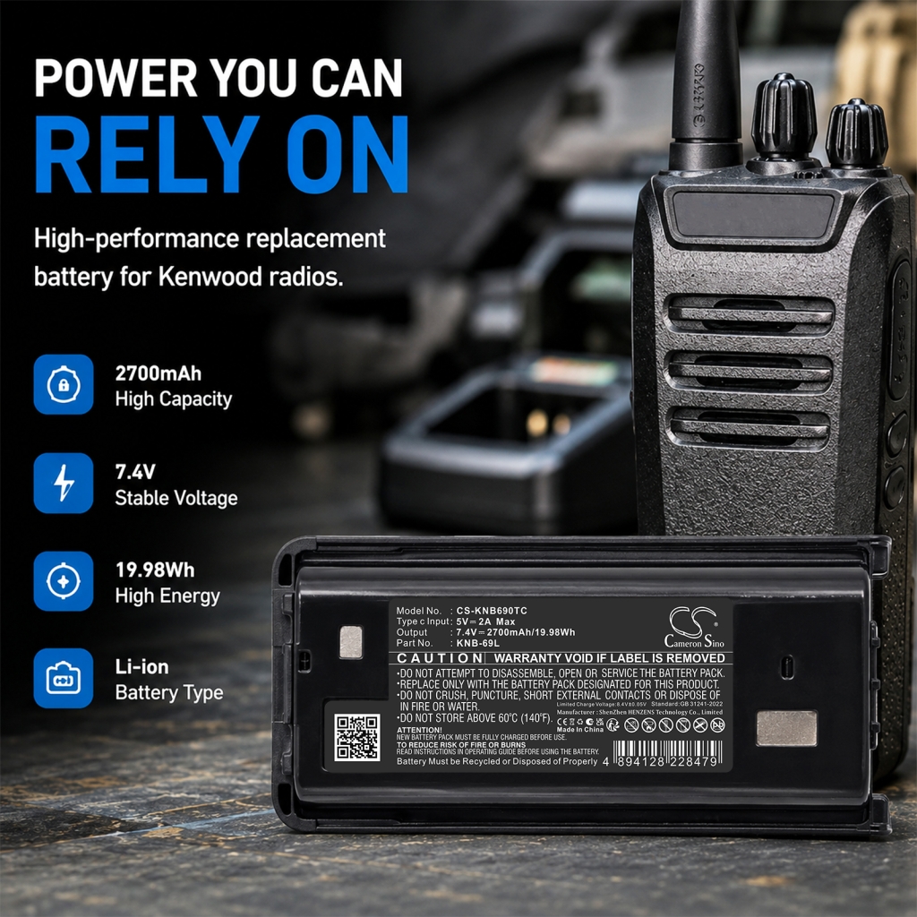 Akkumulátor kompatibilis a következőkkel Kenwood CS-KNB690TC