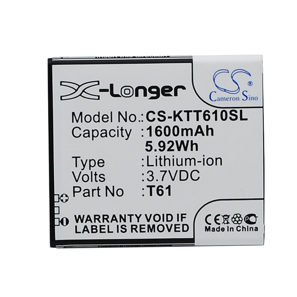 Akkumulátor kompatibilis a következőkkel K-Touch CS-KTT610SL