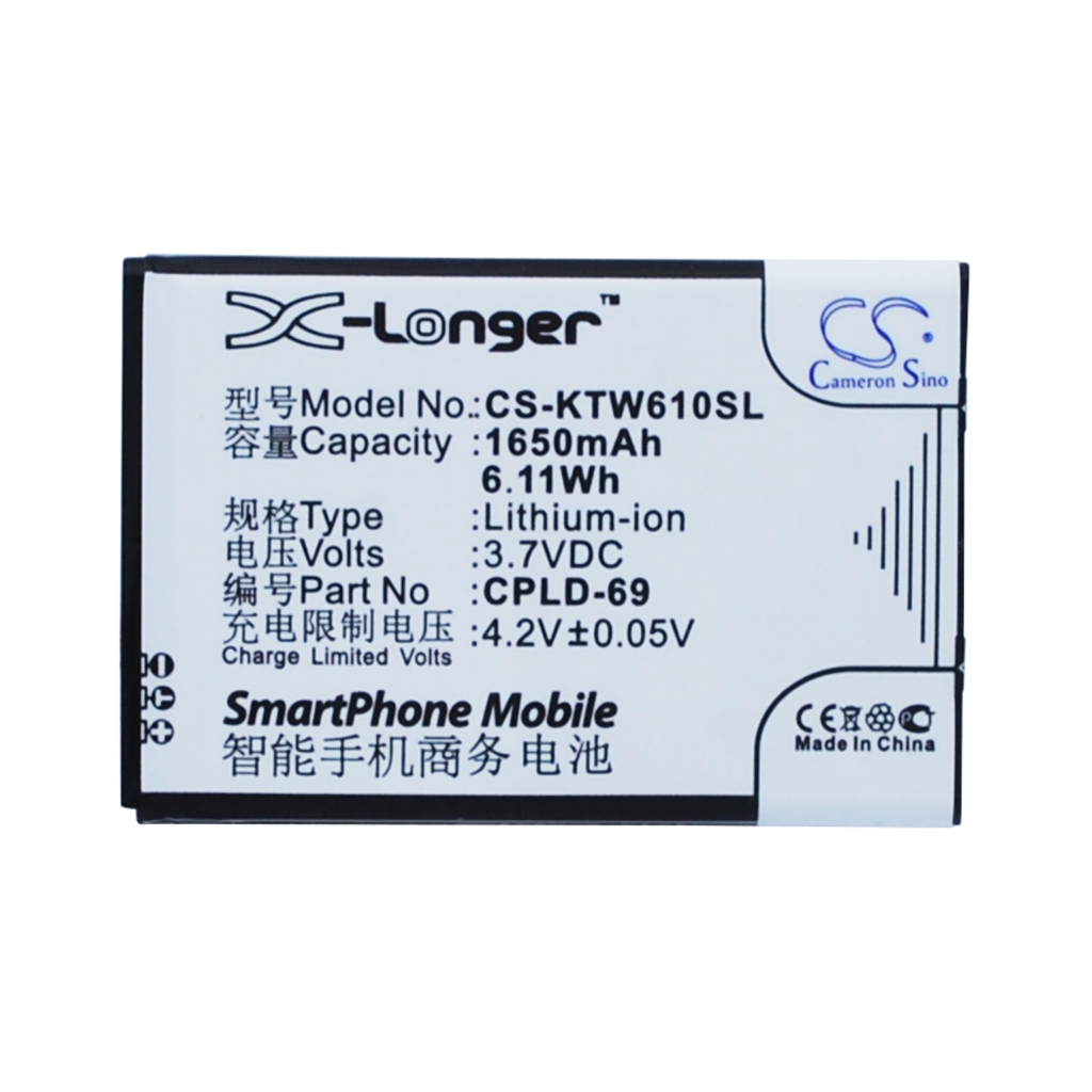 Akkumulátor kompatibilis a következőkkel Coolpad K-Touch CS-KTW610SL