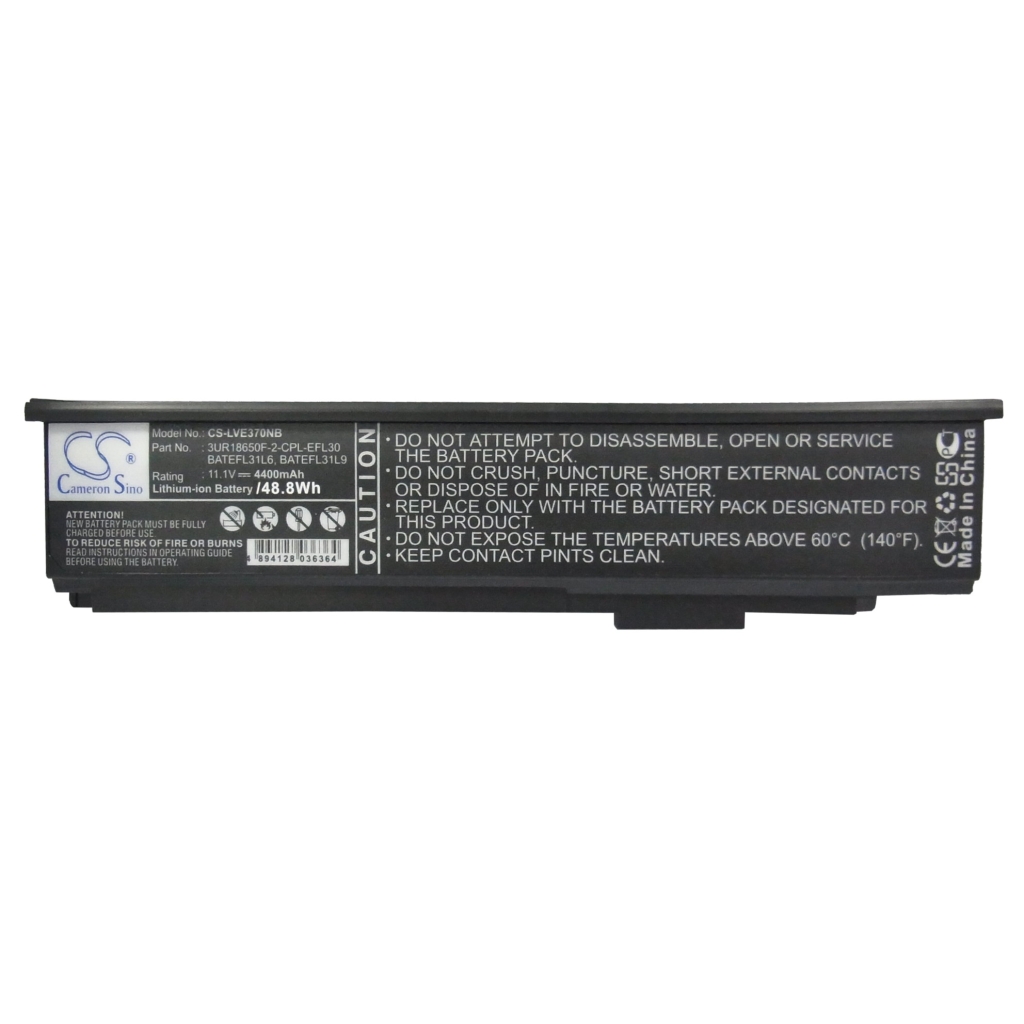 Front label CS-LVE370NB part 3UR18650F-2-CPL-EFL30 11.1V 4400mAh 48.8Wh