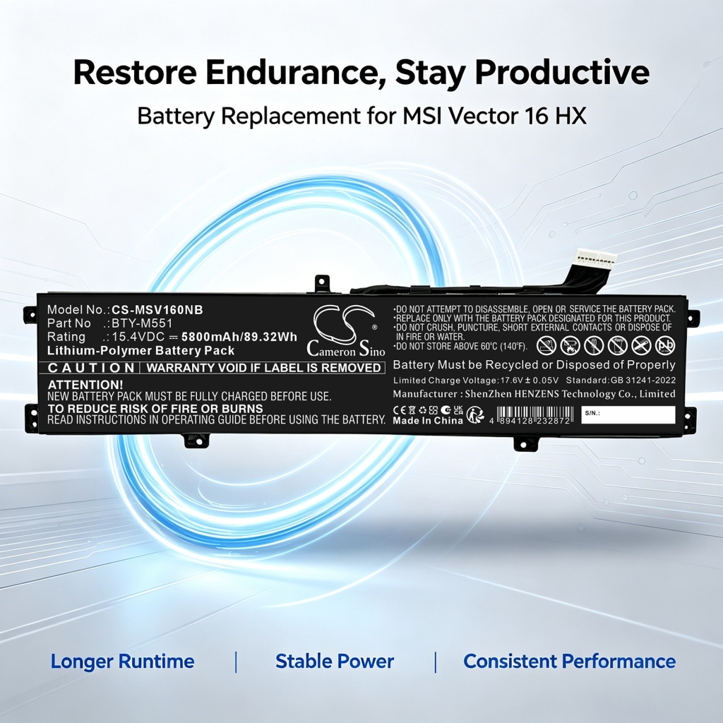 Battery compatible with MSI