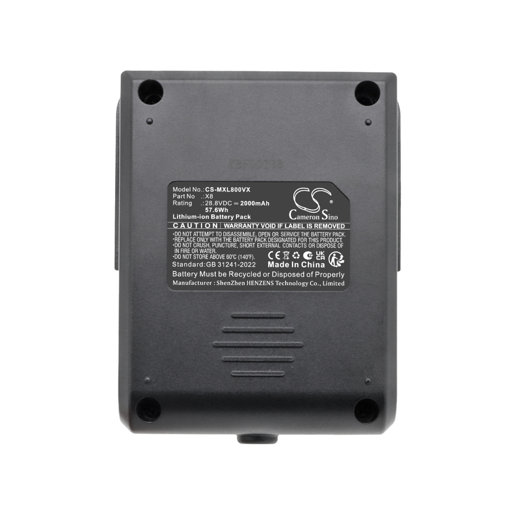 Cameron Sino CS-MXL800VX teljes akkumulátorcímke 28,8V 2000mAh 57,6Wh