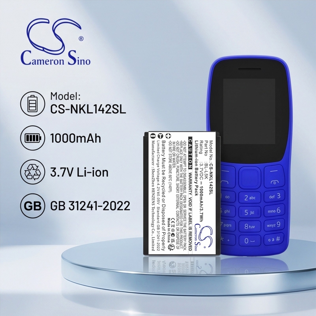 Akkumulátorok kompatibilis a következőkkel Nokia 105 Plus CS-NKL142SL