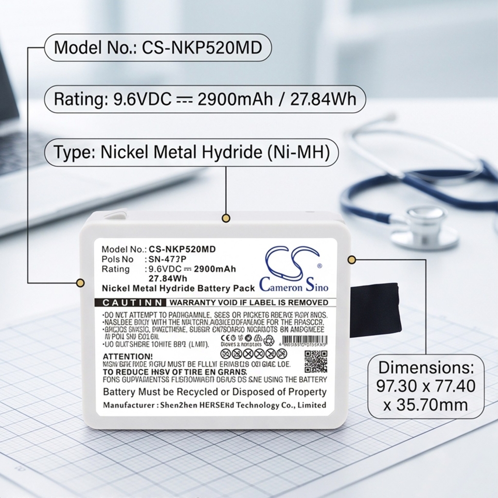 Akkumulátor kompatibilis a következőkkel Nihon Kohden CS-NKP520MD