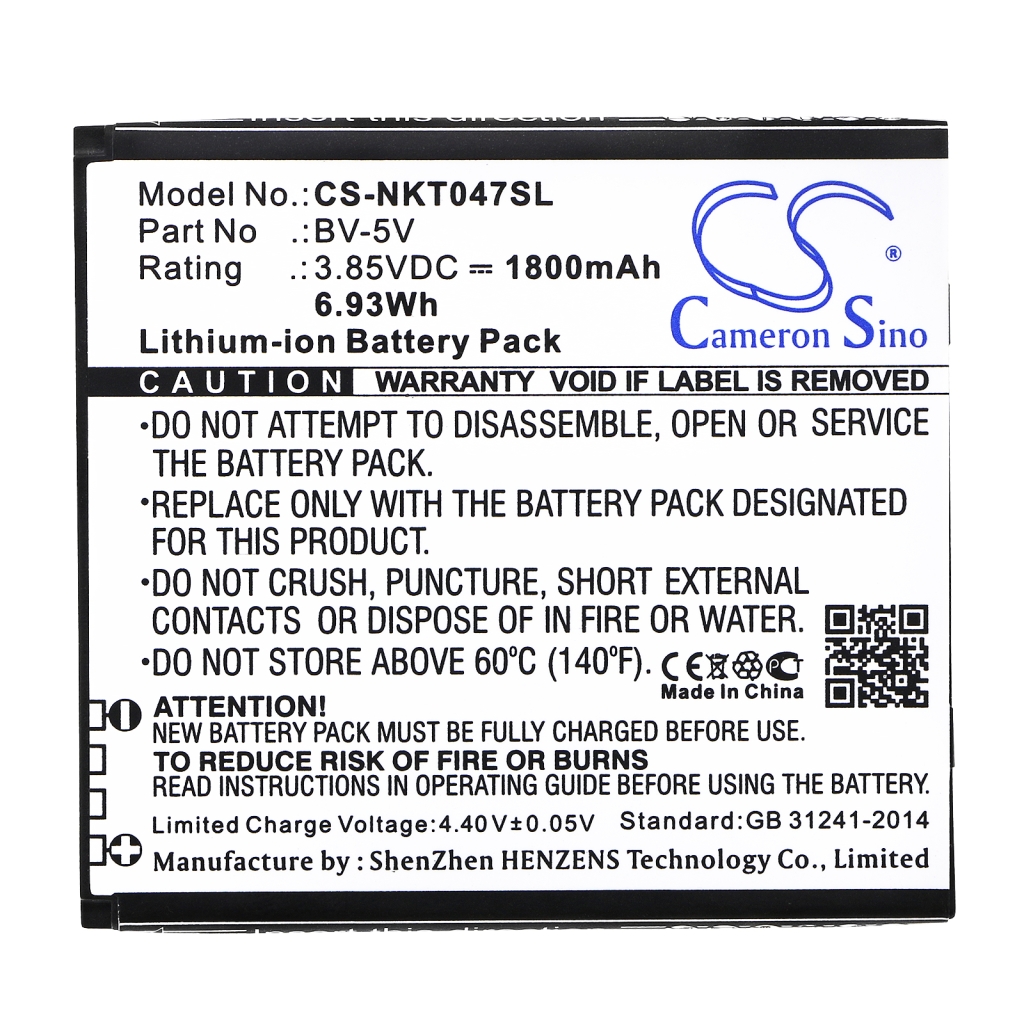 Kompatibilis akkumulátor csere Nokia BV-5V