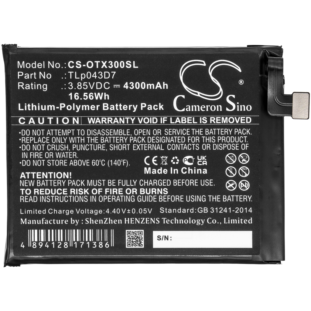 Kompatibilis akkumulátor csere Alcatel TLP043D7,TLP048A1,TLP048A7