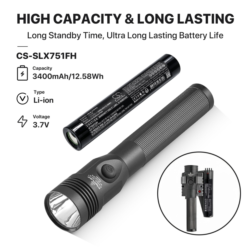 Akkumulátorok kompatibilis a következőkkel Streamlight Stinger LED CS-SLX751FH