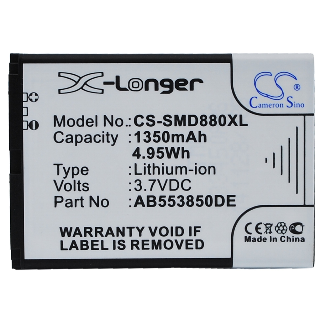 Akkumulátor kompatibilis a következőkkel Samsung CS-SMD880XL