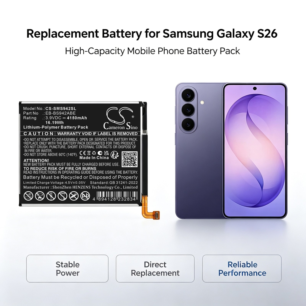 Akkumulátorok kompatibilis a következőkkel Samsung Galaxy S26 CS-SMS942SL