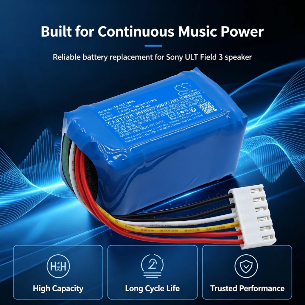 Akkumulátorok kompatibilis a következőkkel Sony ULT Field 3 Field 3 Wireless Speaker Bluetooth Field 5 CS-SUF300SL