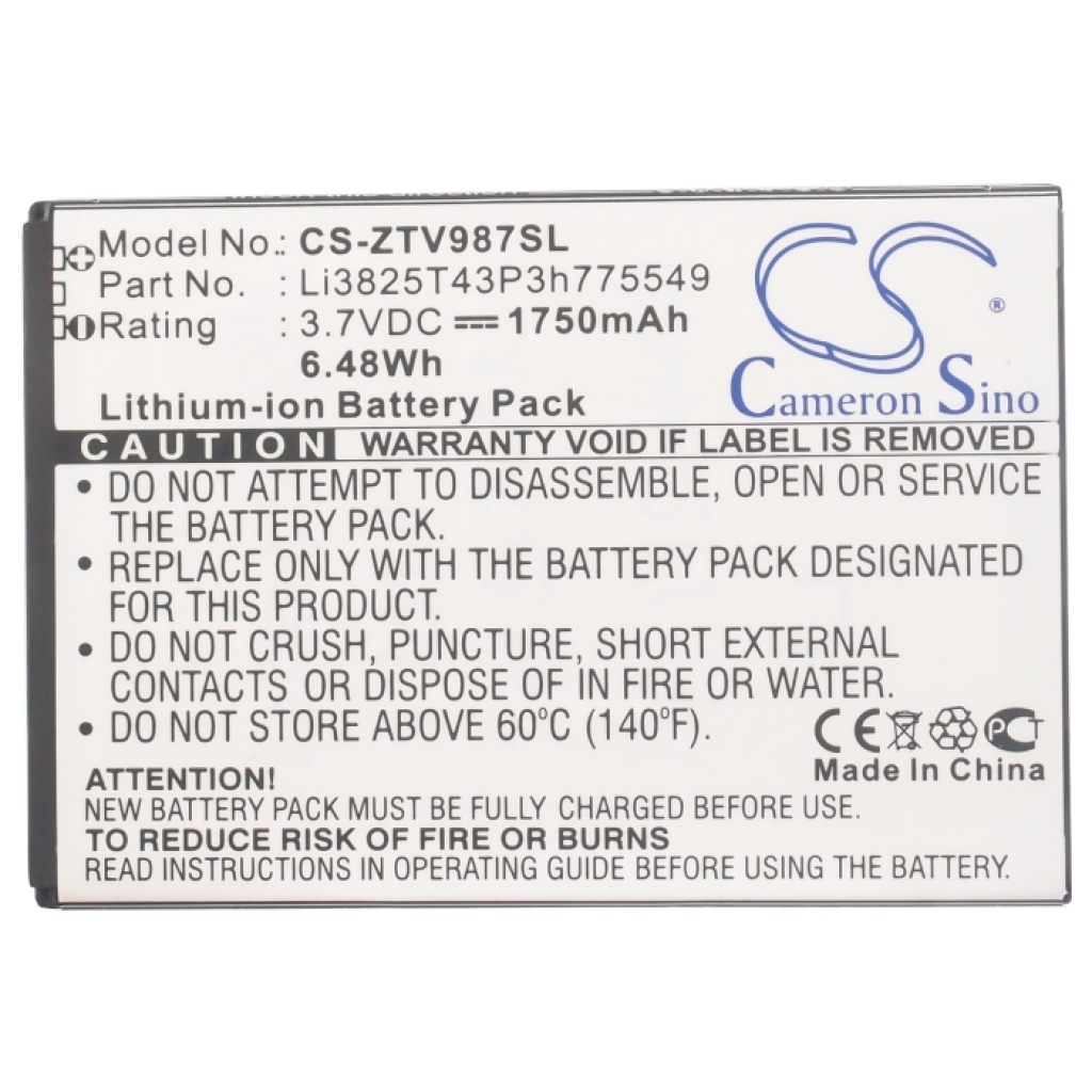 Kompatibilis akkumulátor csere ZTE LI3825T43P3H775549