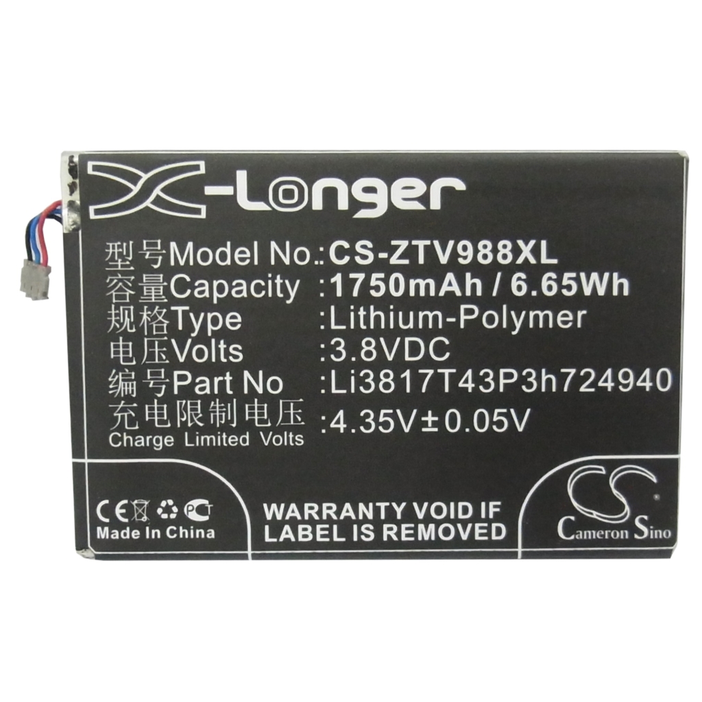 Kompatibilis akkumulátor csere ZTE LI3817T43P3H724940