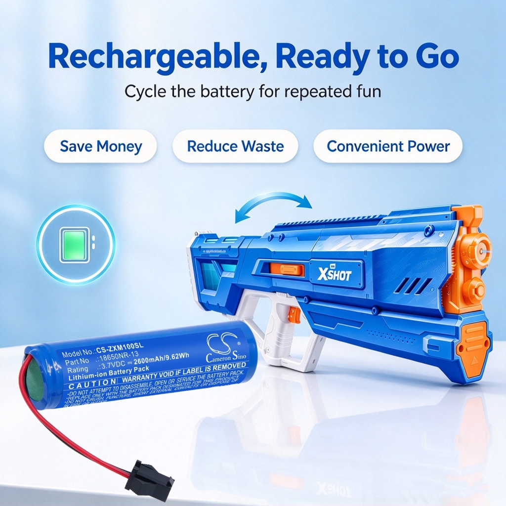 Batteries compatible with Zuru X-Shot Motor Soakers Mega Pulse Water Gun CS-ZXM100SL